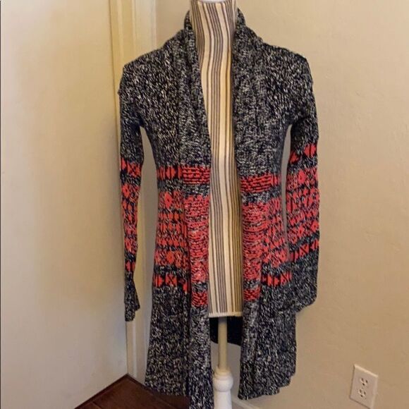 Express Multi Print Cardigan Open Style Sweater - Picture 4 of 8